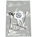 Business Card Golf Pack with 4 Tees/ Ball Marker/ Bent Divot Tool (2 1/8")